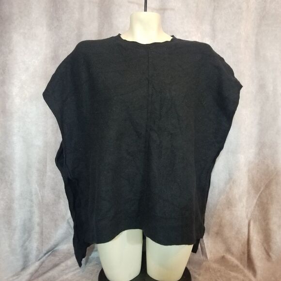 Nordstrom Black Wool/Cashmere Square Top One Size - Picture 2 of 6
